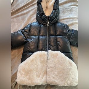 Michael Kors Faux Fur Shiny Puffer Jacket Girls 10/12